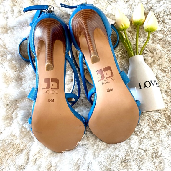 Joe’s Jeans Robbie Blue Leather Strappy Heels 6.5M - Picture 9 of 9